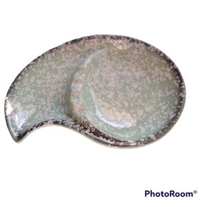 Mid-Century Footed Ceramic Stoneware Blue Spatter Speckled VTG Ashtray USA 101